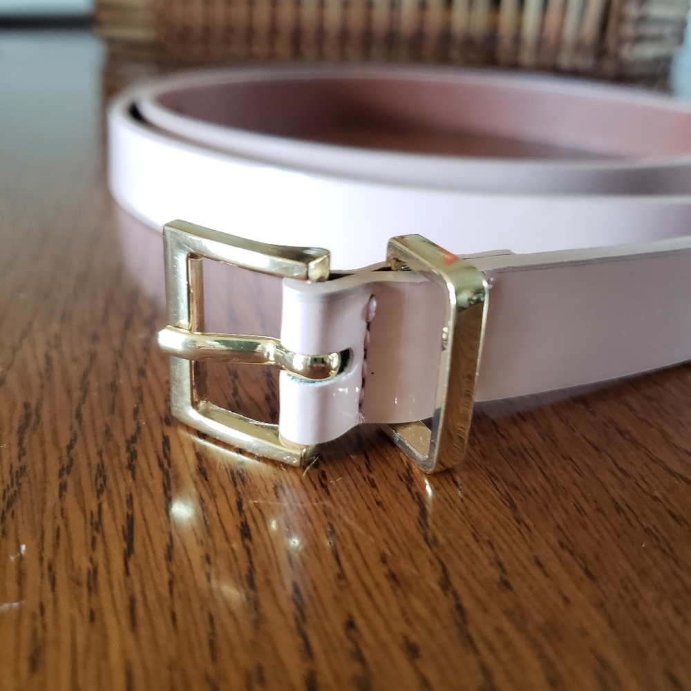 Target Pink Bonded Leather Skinny Belt Gold Buckle Size XXL